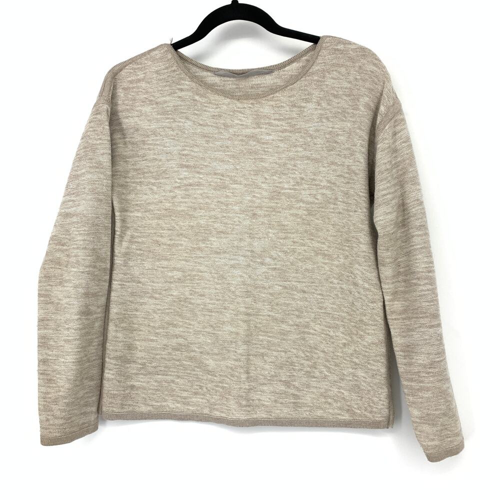 Athleta Sweater Women's Size Medium Crew Neck Beige Long Sleeve Knit